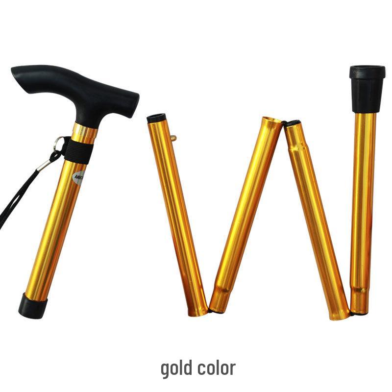 

5-Section Adjustable Folding Aluminum Walking Stick with Telescopic Pole 280-930 mm золотий