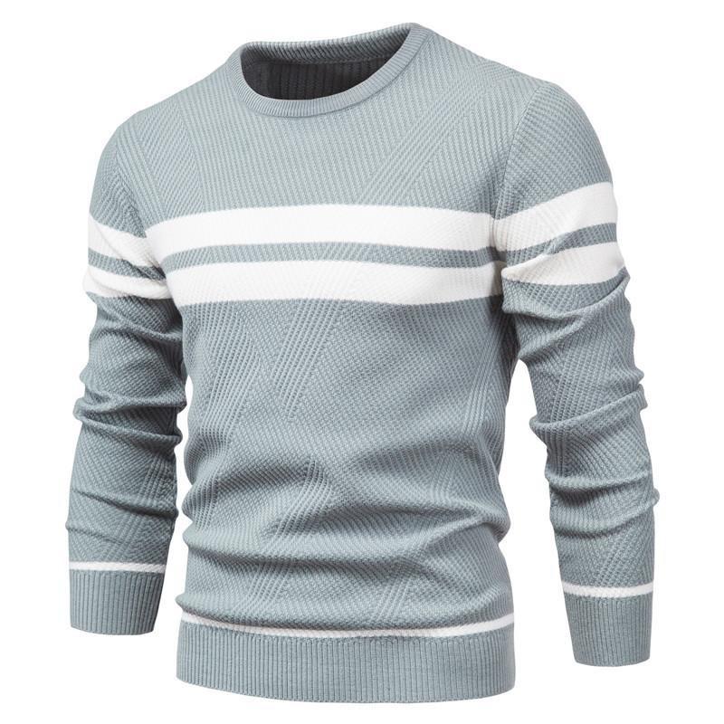 Herbst und Winter Herren Freizeit Gestreifter Herrenpullover Pullover Farbkombination Rundhals Herren Europäische Größe Pullover
