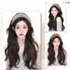 Hair Hoop Half Headband Wig Korean Style Long Wavy Curly  Hair Gray Wide Knit Headband Wig  Party