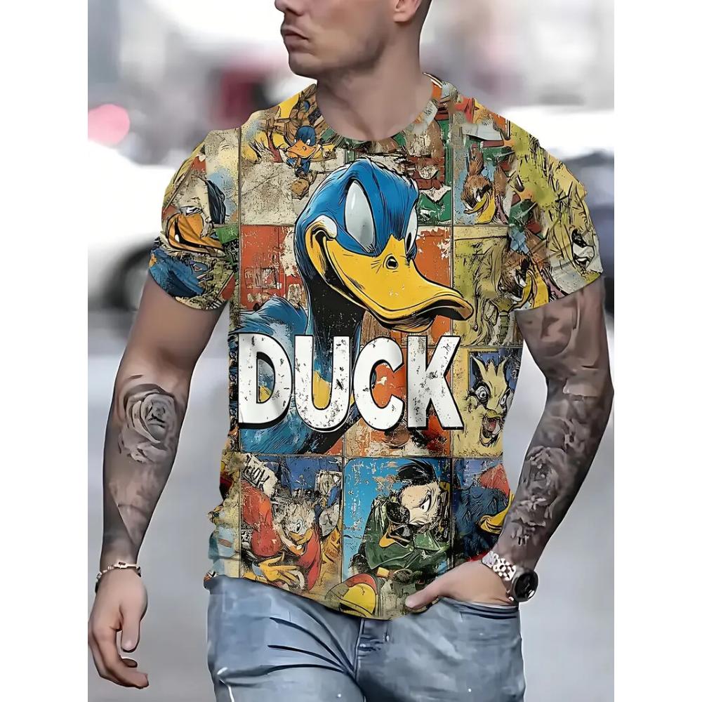 Men's T-shirt Funny Animal Graphic Print Casual Round Neck Short Sleeve Tops Street Fashion T Shirts Male Oversized Clothing