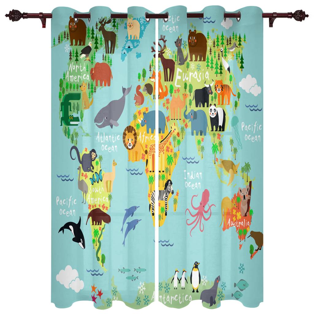 Children Curtains for Living Room Bedroom Animal Curtains for Kids Boys Girl Forest Zoo Cartoon Jungle Window Treatment Drape