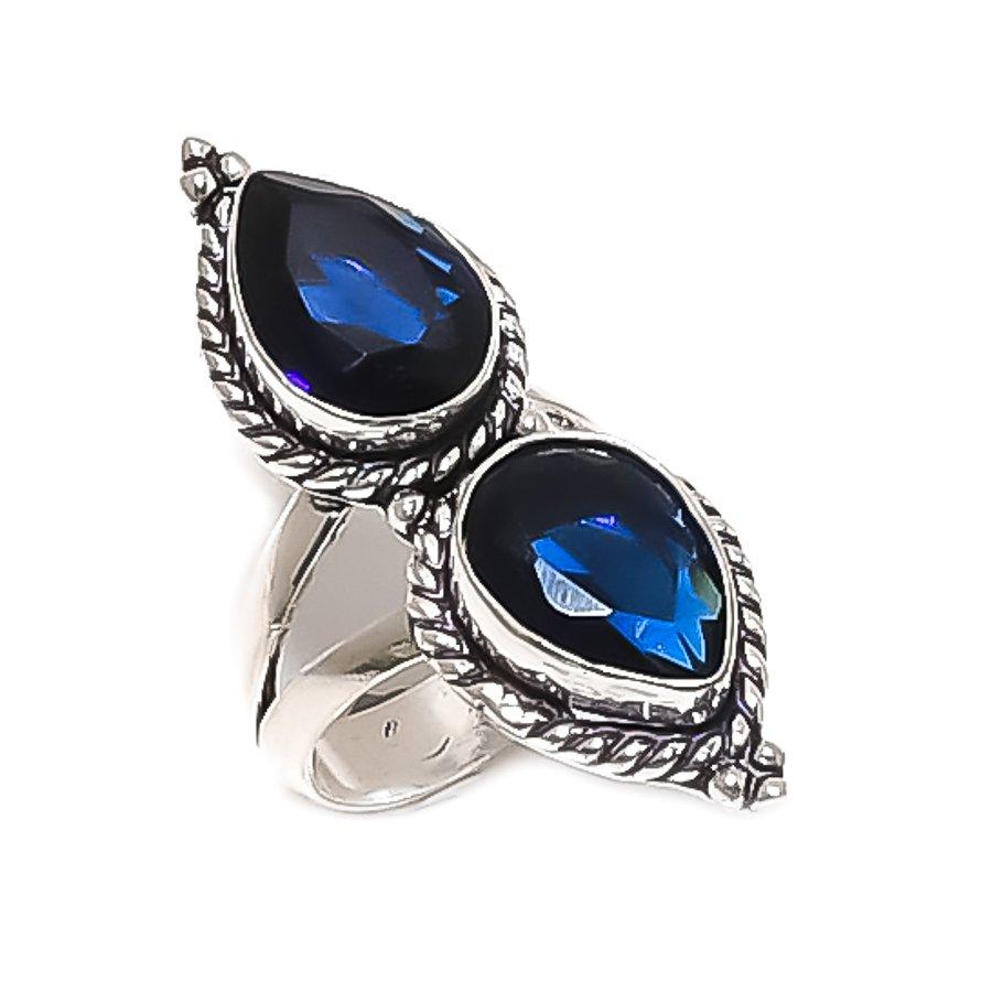 Natural Iolite Quartz Gemstone 925 Sterling Silver Jewelry Ring Size 8 ETC-13963