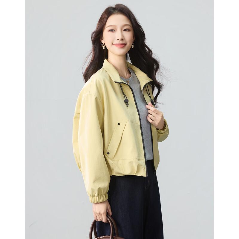 TERRE BLEUE Women's Casual Stand-Up Collar Short Jacket