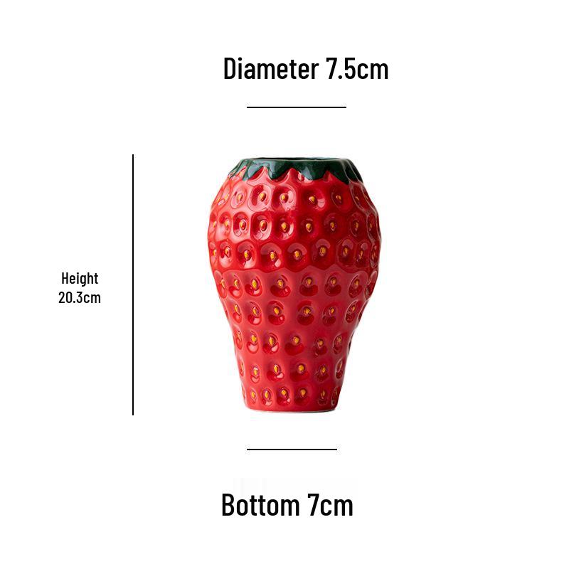 Vaso in Ceramica Fragola per Fiori Freschi o Secchi - Elegante Decorazione per la Casa e Ornamento per l'Ingresso