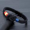 Fashion Men Women Spain Flag Double Strand Nautical Rope Bracelet Brushed Black Stainless Steel Magnet Buckle Accessories