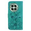 For OnePlus Ace 3 Pro 5G Stand Case Lily Flower Imprint Leather Phone Cover