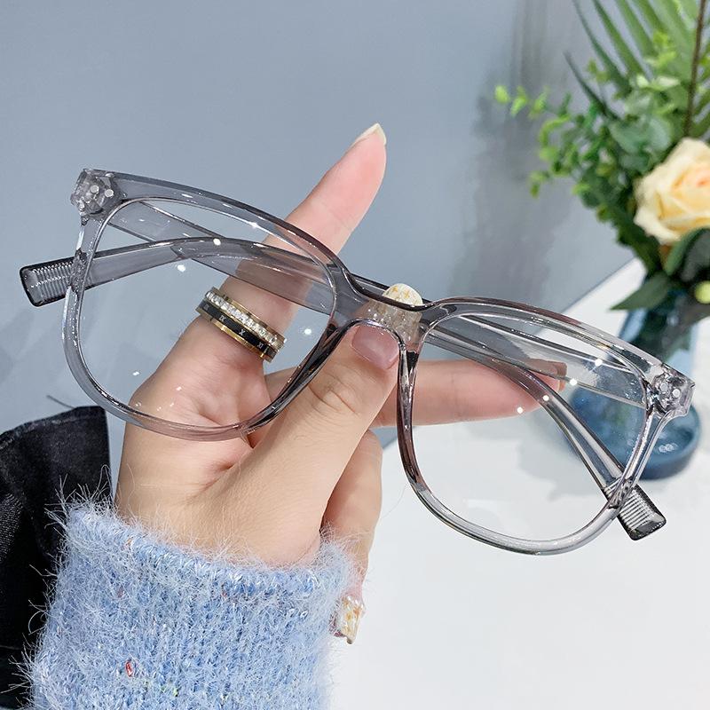 Fashion Anti Blue Ray Transparent Myopic Eyeglasses Classic Vintage Oversized Frame Near Sight Eyeglasses Finished Minus Glasses Diopter 0(anti-blue)