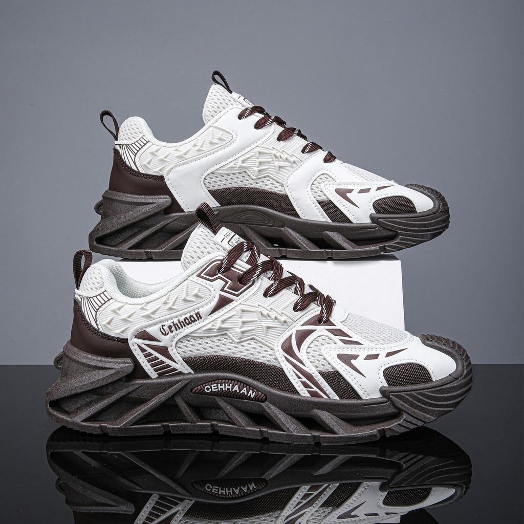 2025 New Summer Mesh Breathable Thin Trend Versatile Sports and Leisure Shoes Dad Shoes Silver Fashion Men's Shoes
