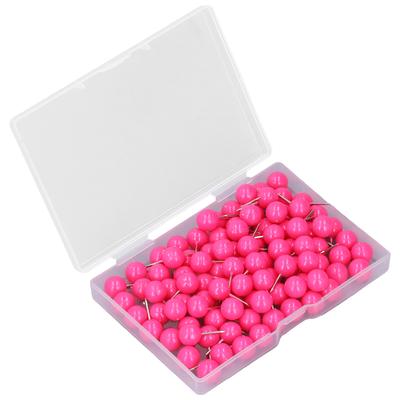 100Pcs Push Pins Map Tacks Steel Plastic Decorative Marking Pins for Cork Boards 9.5x20mm Rose Red