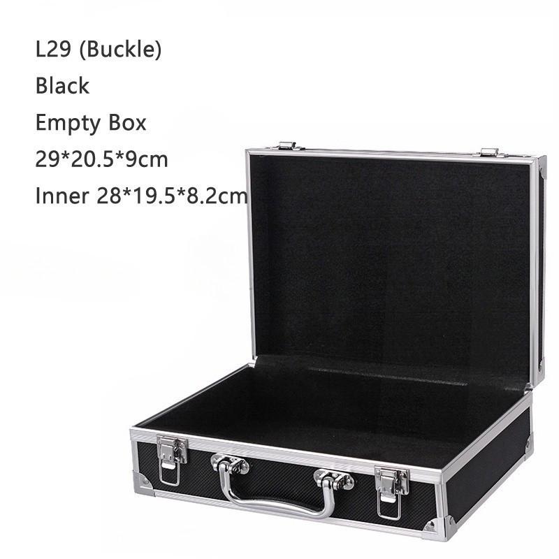 Password Safety Equipment Handheld Tool Box with Lock Instrument Storage Travel Portable Aluminum Carry Case L29 Black Buckle Empty box