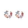Stud Earrings Wreaths Zirconia Little Flowers Colorful Women's Jewelry