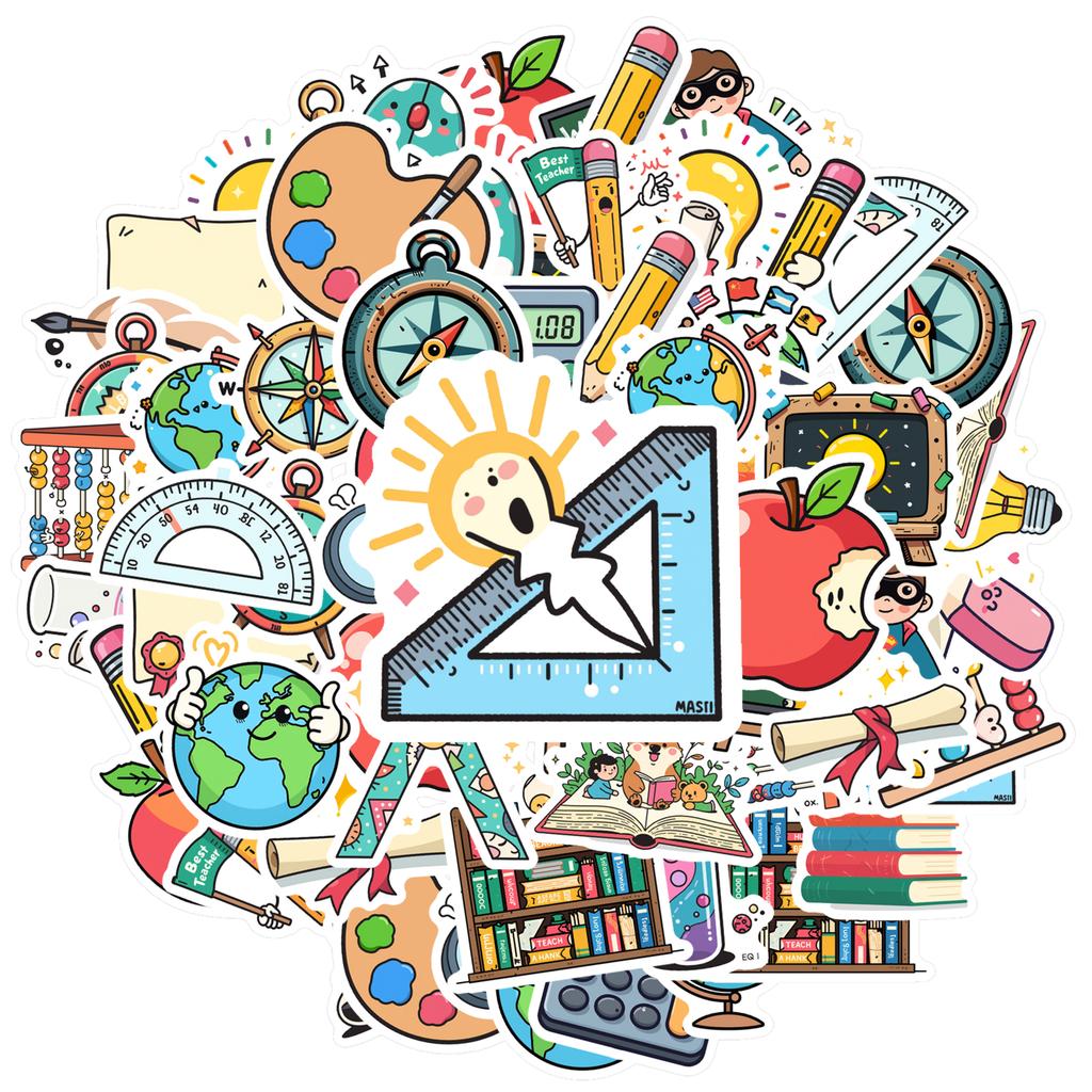 Playful Study Decals Cartoon Learning Teacher Reward Stickers Stationery Stickers For Fridge Laptop Guitar