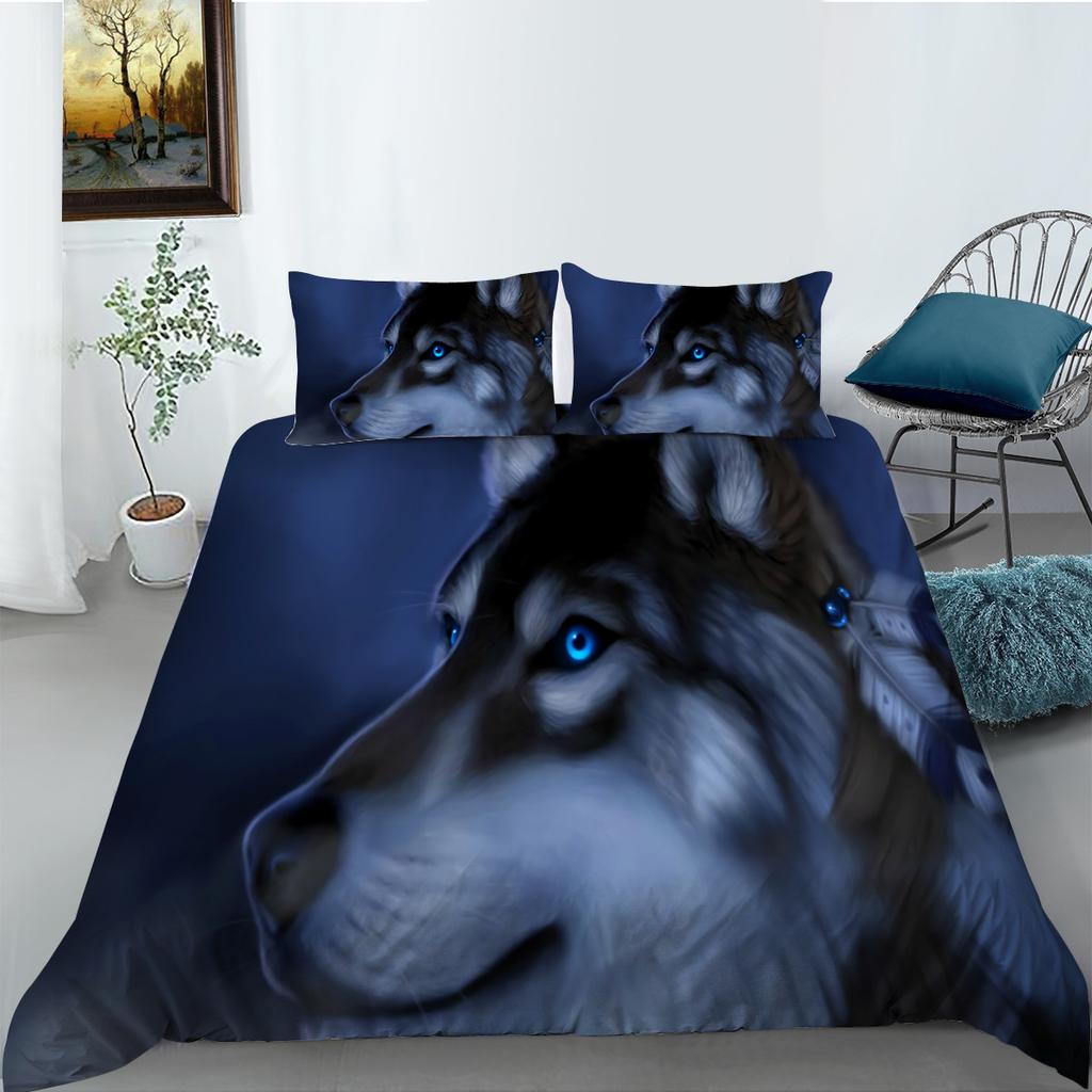 Fashion Wolf Digital Printing Bedding Two Or Three-Piece Set