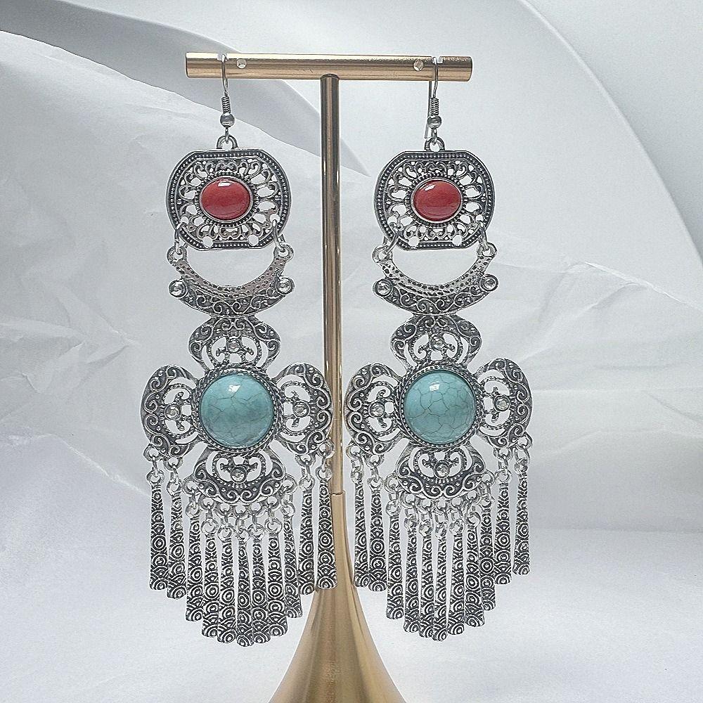 Luxury Rhinestone Pearls Ear Drop Zinc Zinc Alloy Ethnic Style Ear Studs Retro Tassel Earrings  Holiday