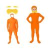 3Pcs Tangerine Costume Accessories Set for World Book Day Outfits with Fake Mustache Beard and Yellow Eyebrows Open Face Bodysuit