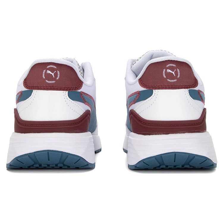 Puma Runtamed Plus Retro Prep Fabric Leather Round Toe Lace-Up Sports Low-Top Lifestyle Shoes Unisex Sneaker White Blue 389237-01