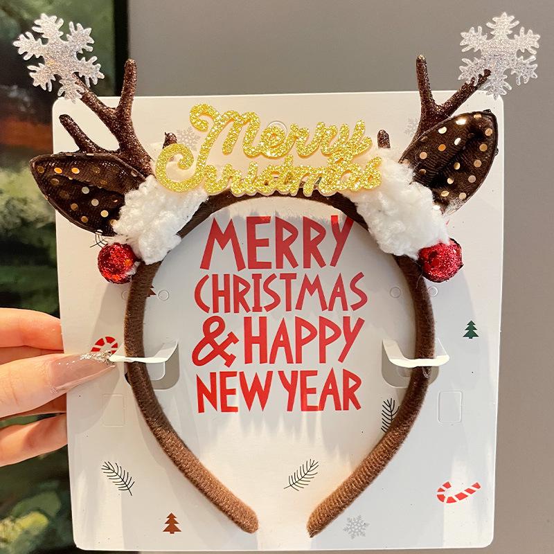 Mori Style Reindeer Antler Headband & Clips - Festive Red Hair Accessories for Women and Children