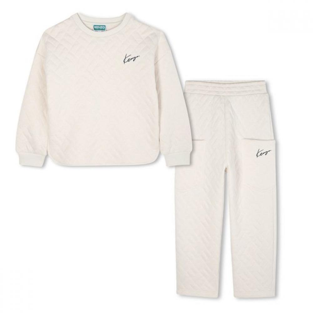 Kenzo Kids Quilting Sweatshirt + Pants Set 25fw Z256age211 Ivory/12Age_150CM