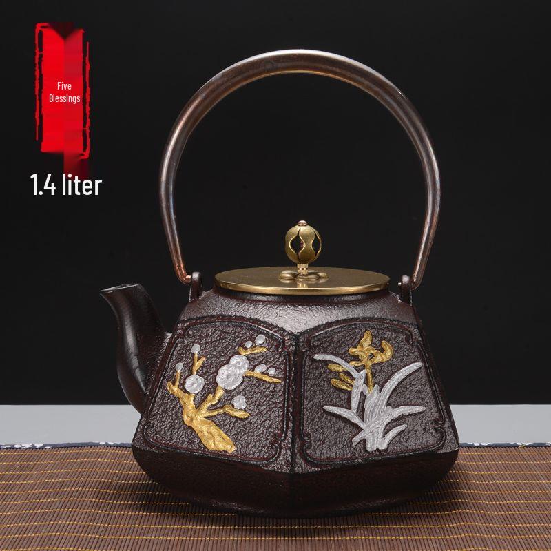 Hand-Forged Japanese Cast Iron Teapot for Gongfu Tea