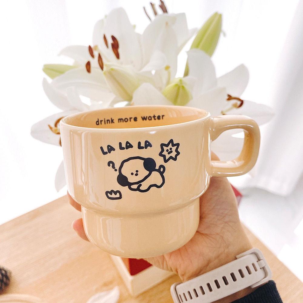 Stacked Ceramic Coffee Cups Office Cups Ins Casual Cups for Girls' Best Friend Cute Water Cups