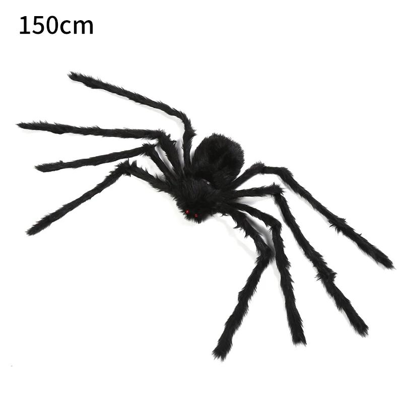 Halloween Big Plush Spider Horror Halloween Decoration Party Prop Outdoor Giant Spider Decor 30-200cm Chamber Prank Black Spider
