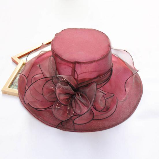 Beach Hat Floral Design Sun Protection Adjustable Organza Thin Elegant Sun Cap Fashion Accessories