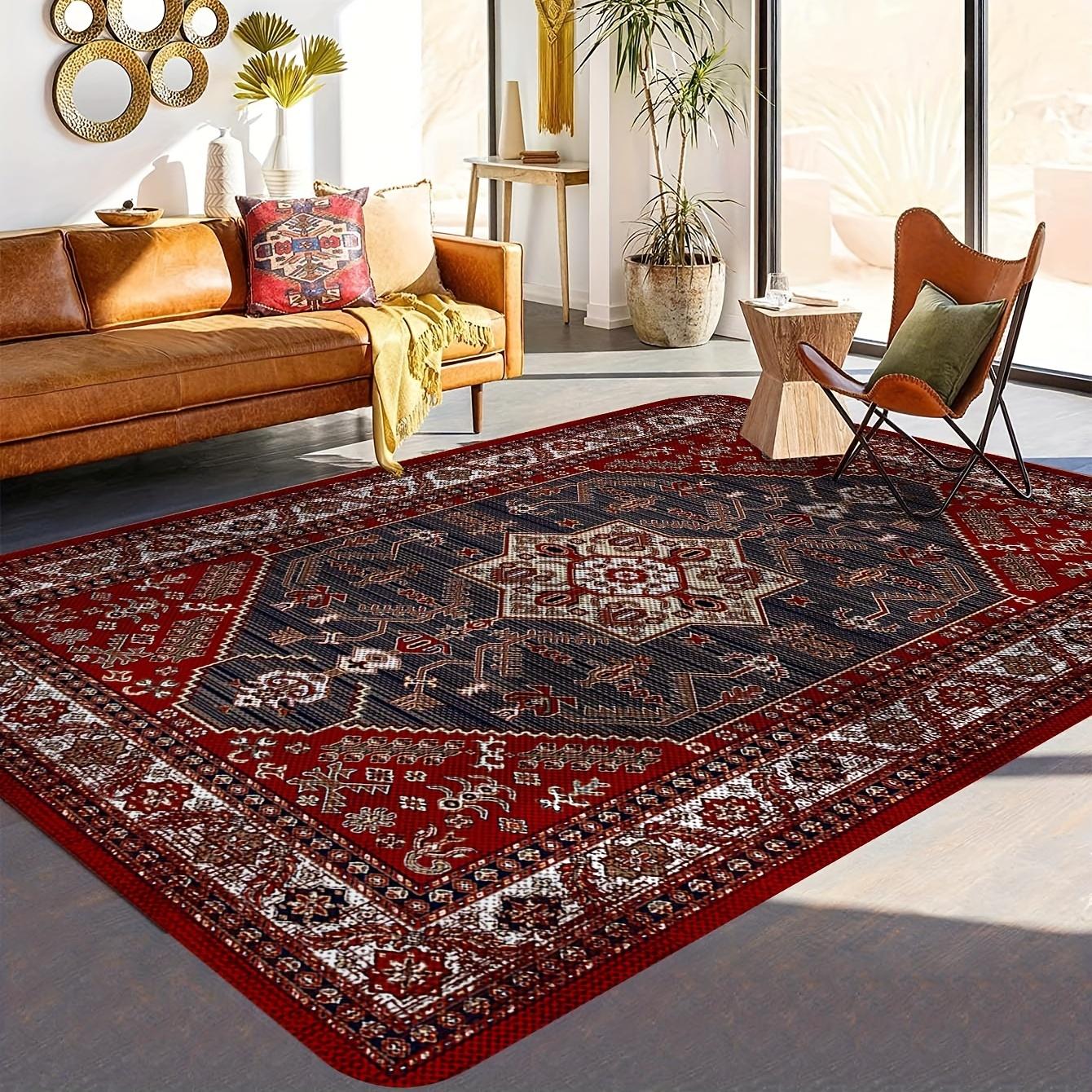 

1pc Vintage Boho Rug Non-slip Fluffy Carpet Retro Soft for Living Room Bedroom Game Area Rug Decoration 40x60cm