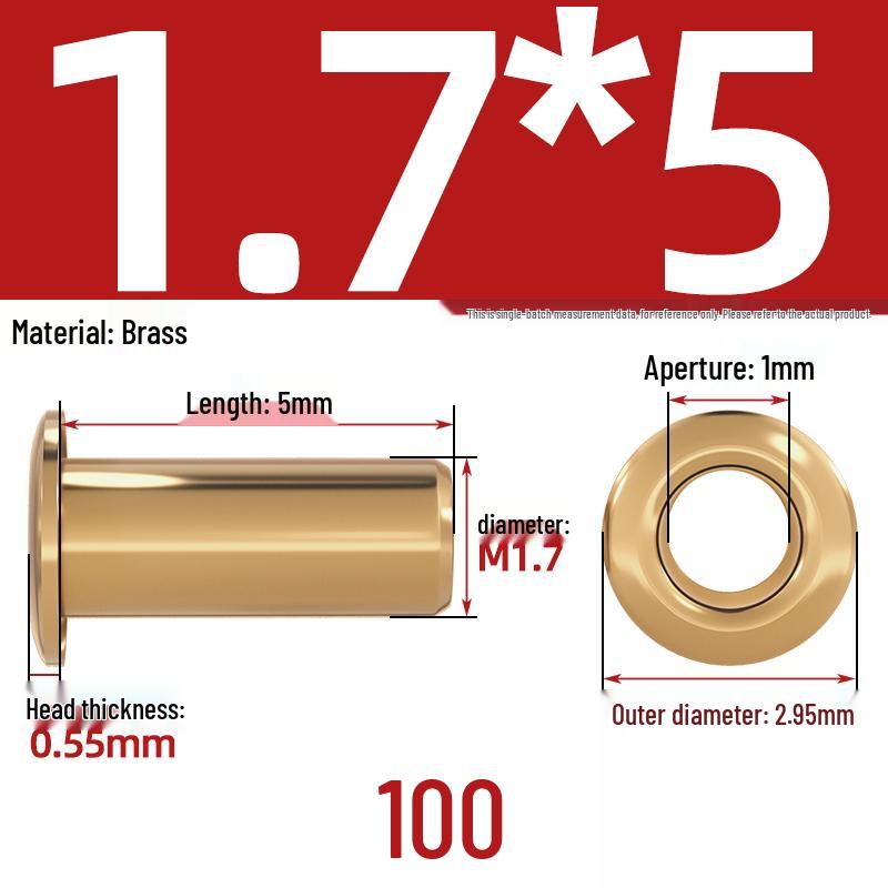 Pure Brass Hollow Rivets & Copper Eyelets Fasteners M1.3–M5