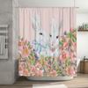 GAERomantic Bunny Bliss: Adorable Rabbits with Floral Design Shower Curtain for a Sweet and Cozy Bathroom Décor