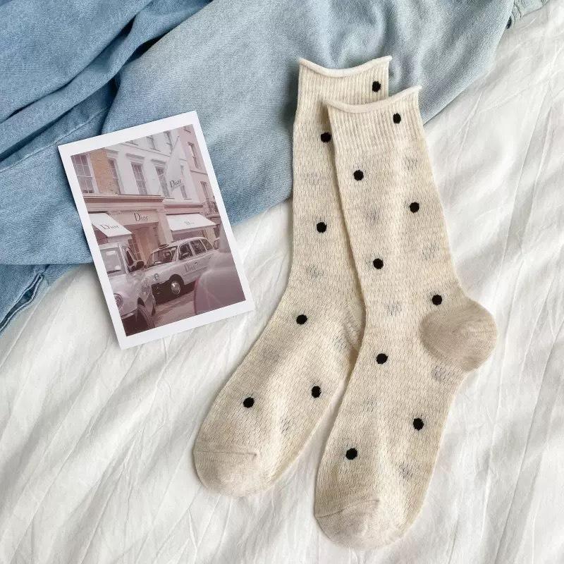 Socks Women'S Summer Cotton Socks Solid Color Embroidery Lace Mid-Tube Socks Cute Animal Sports Socks Socks Industry