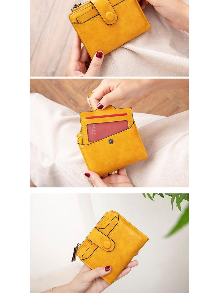 Portofel Scurt din Piele Stil Coreean Xiangyin 2024 pentru Femei - La Modă, Simplu, Design Bi-Fold cu Multiple Sloturi pentru Carduri