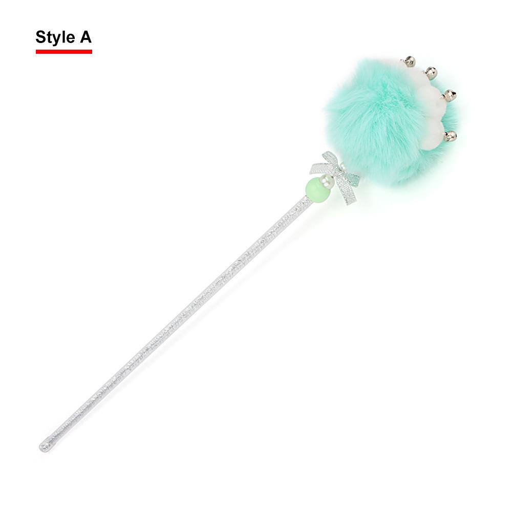 Short Cute Plush Ball Cat Teaser Paw Stick Wand Kitten Toy Pet Supplies