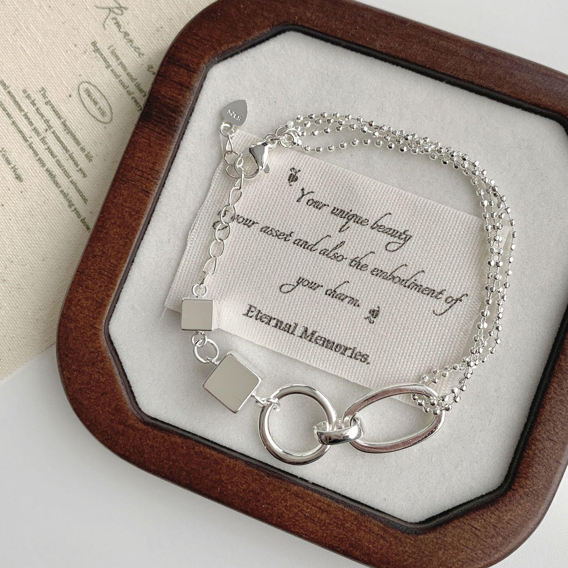 Trendy Personalized Geometric Square Bracelet for Women - Creative, Versatile, and Fashionable Niche Bangle sl4093