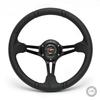 Deporacing Steering 32mm Deep Black Black Cross Black Faux Leather PVC Wheel, Cone, 70mm, Drifting, Stitch, Lines, (DD32PB)
