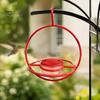 Clear Glass Bowl Bird Feeder Metal Hanging Hummingbird Feeders for Outdoors, with Red Garden Decor Lovers & Perch, Decorative Patio Deck Wild Feeding