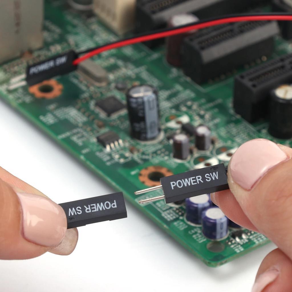 2-Pin SW Computer Switch Cord Desktop Computer Motherboard On/Off/Reset Switch Power Supply Cable PC Switch Extension Cords