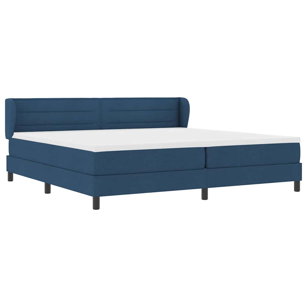 Box Spring Bed with Mattress and Headboard Blue 200 X 200 Cm Fabric