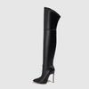 Eilyken Winter PU Leather Women Over-the-Knee Boots Fashion Pointed ToeThigh High Long Booties Stiletto Heels Shoes Size 35-42