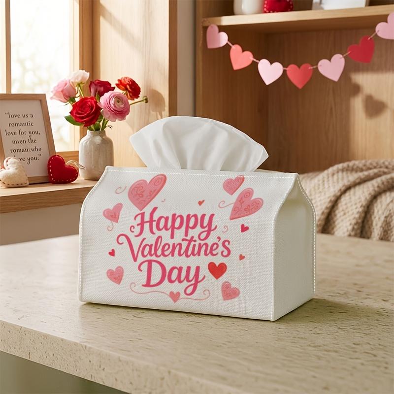 1pc Happy Valentine's Day Tissue Box - Hearts & Romance, 17.02x25.91cm, Ideal for Kitchen, Living Room, Bedroom, Bathroom - Valentine's Holiday Decor