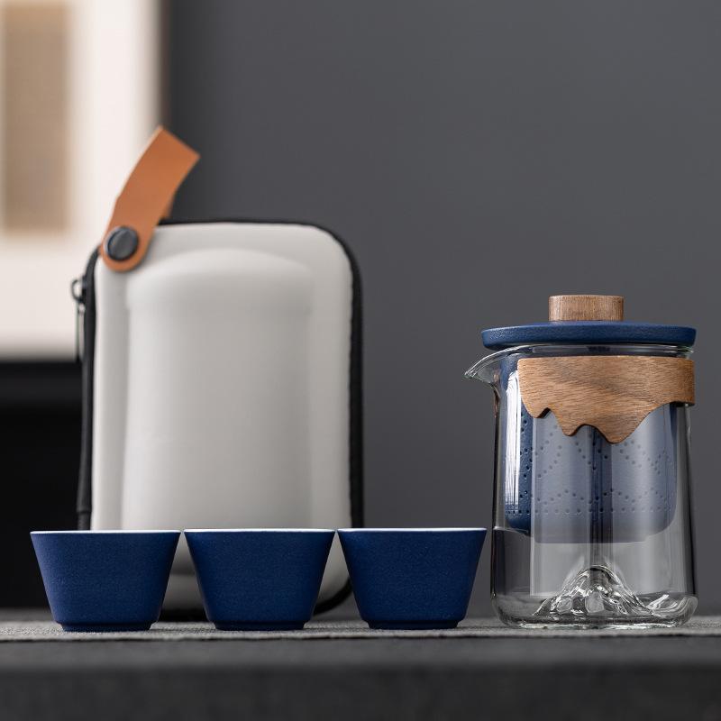 

Travel tea set glass fast cup outdoor portable tea set household kung fu tea cup tea set gift