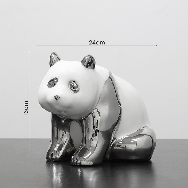 Simple Electroplating Cute Panda Decoration Living Room Desktop Light Luxury Home Decoration Wine Cabinet Office Ceramic Crafts