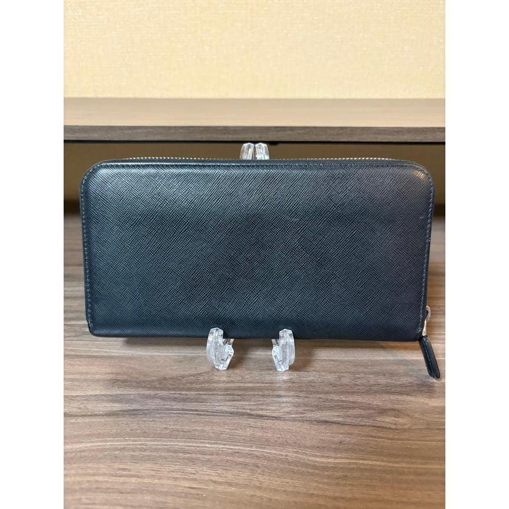 Used [With Outer Box] PRADA Saffiano Leather Round Zipper Long Wallet