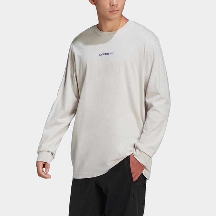 Adidas Originals Trefoil Logo Print Crew Neck Long Sleeve T-Shirt Men Tops Fawn-Brown HN0392