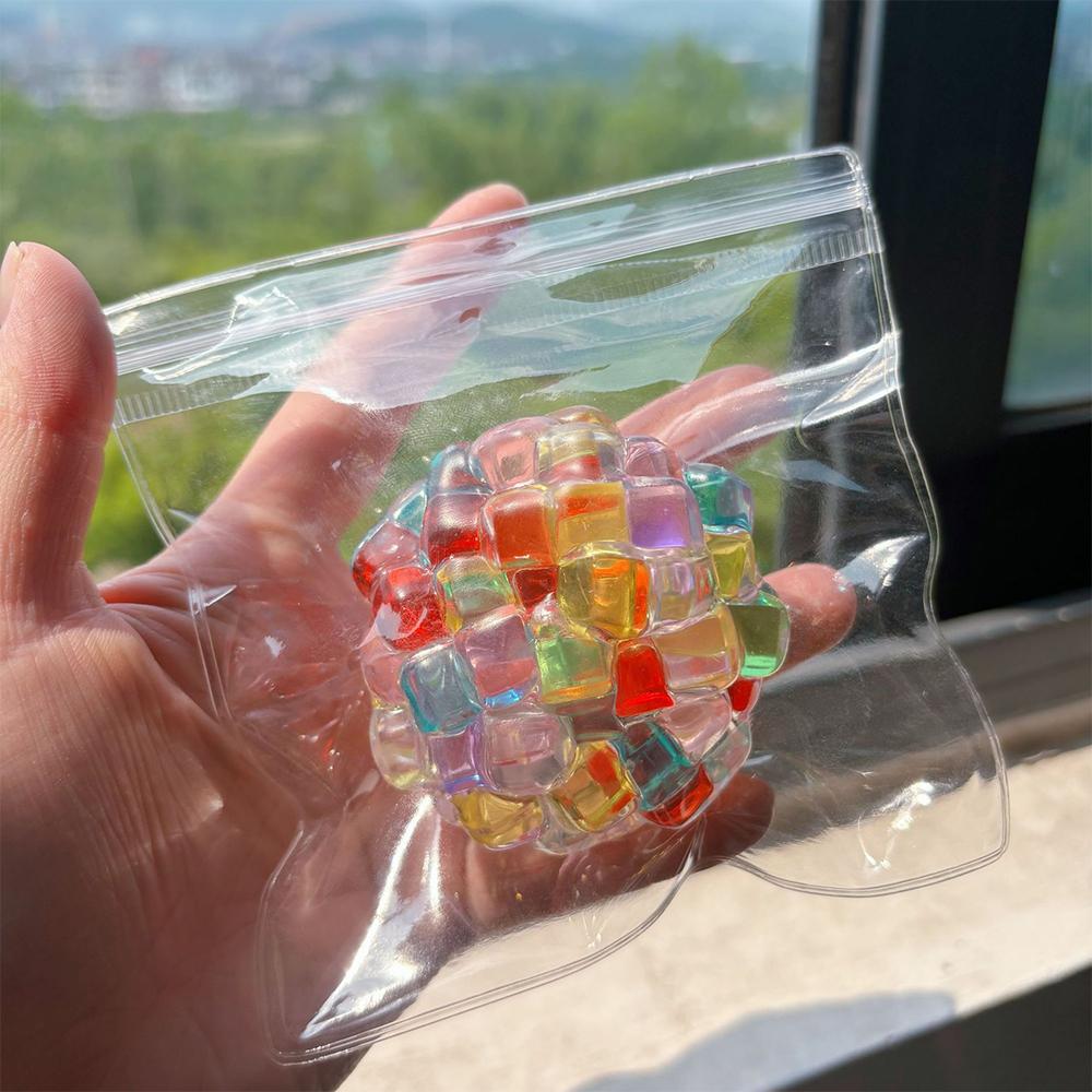 Rainbow Ice Cube Bead Squishy Toys Super Soft Stress Relief Slow Rising Sensory Fidget Toy Funny Decompression Squeeze Toys Gift