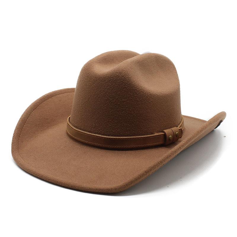 Western Cowboy Hat With Brim For Men And Women In Wool Blend For Autumn Casual Style