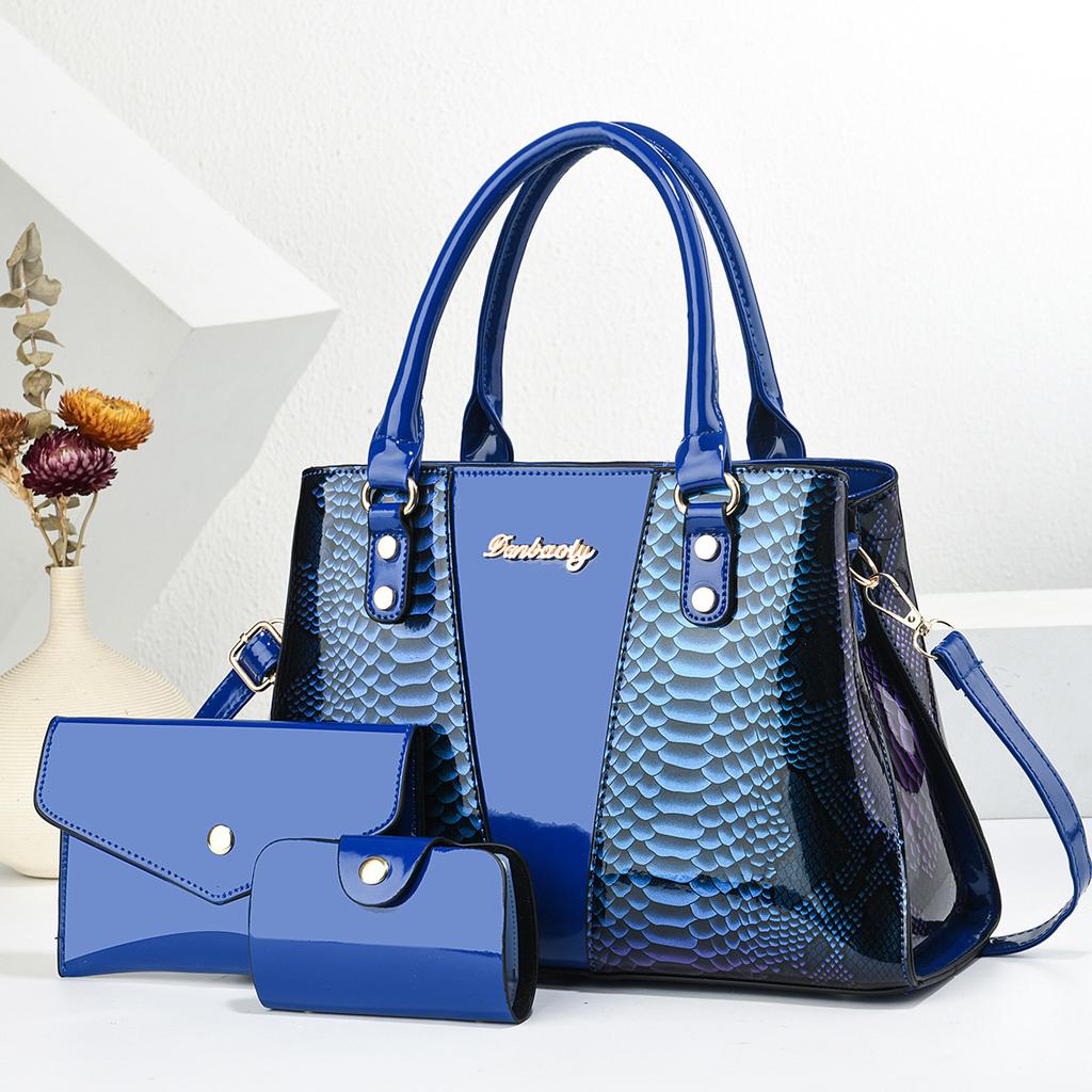 Bright Leather Bag 2026 New Textured Snake Pattern Embossed Large-capacity Single Shoulder European and American Handbag