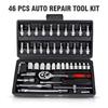 46 Pcs Ratchet Socket Wrench Set Quick Release Ratchet Handle Multi-size Sleeve Tools for Vehicle Maintenance