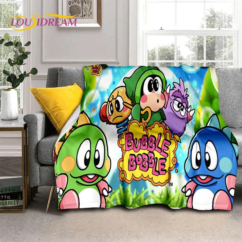 Cartoon Bubble Bobble Puzzle Bobble Retro Game Soft Flannel Blanket for Beds Bedroom Sofa Picnic,Throw Blanket Outdoors Leisure
