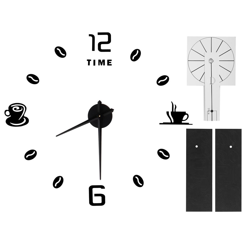 Modern Large Frameless DIY Wall Clock Mirror Surface Sticker for Home Office Room DecorBlack