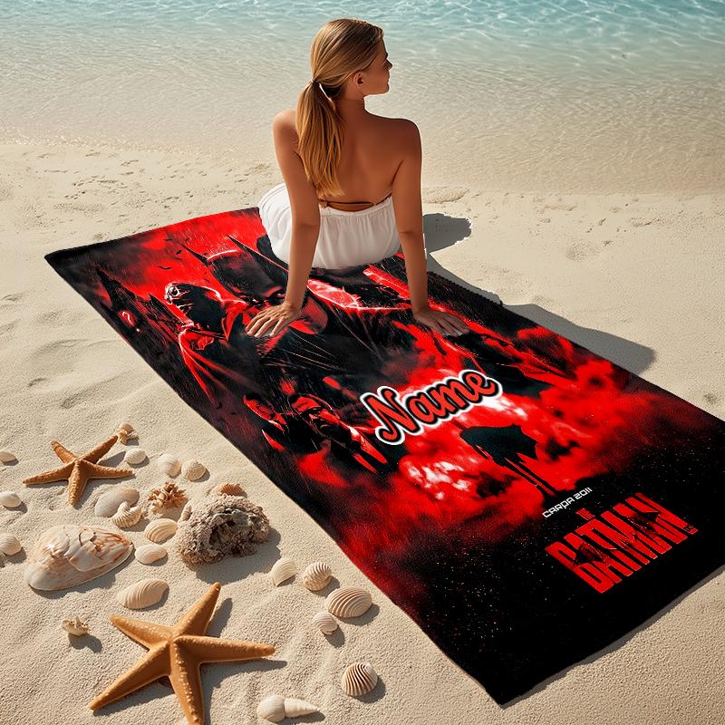 Custom Name Dark Knight Stylish Digital Printing Beach Towel Quick‑Drying Absorbent Blanket for Beach Pool Gym Travel